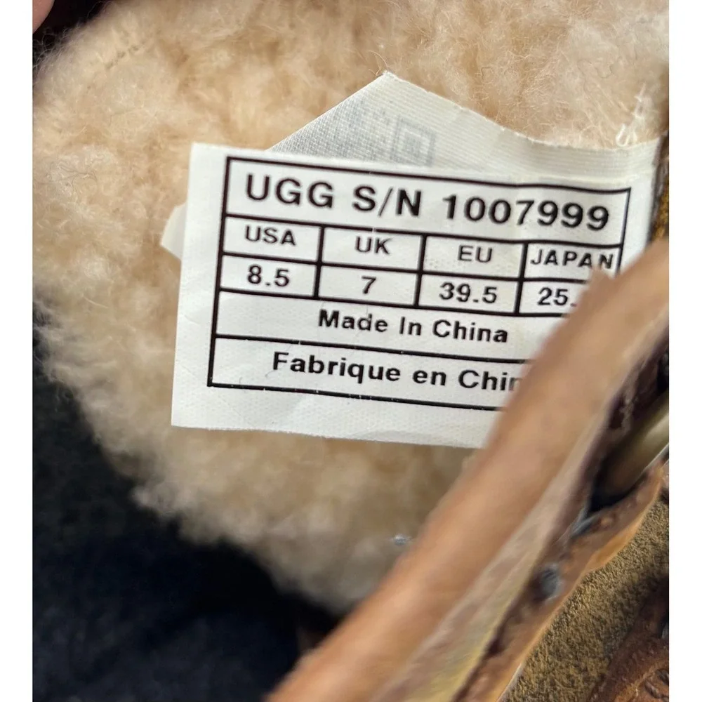 UGG Cecile Waterproof Duck Boots Women's 8.5 Brown Leather Shearling Lined